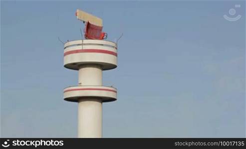 Airport tower in Hamburg Airport, Germany. Seamless loop footage.