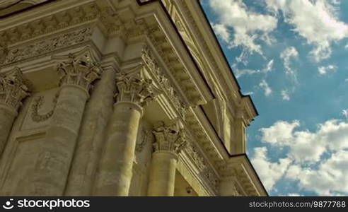 An amazing timelapse of a great example of classical 19th century architecture with moving clouds in the background