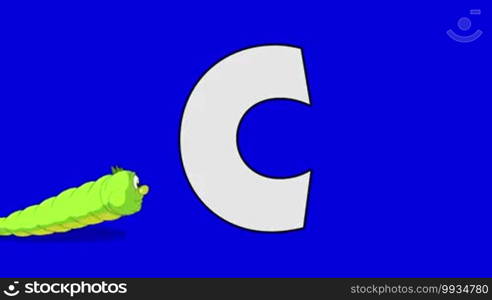 Animated animal alphabet. Motion graphic with chroma key. Animal in the foreground of a letter.