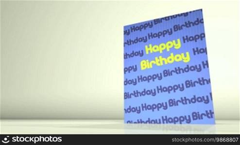 Animation of a greetings card showing a Happy Birthday message.