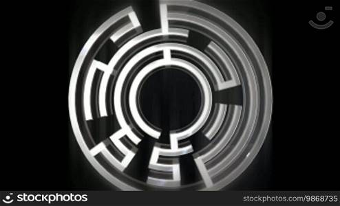 Animation of a path through a circular glass maze