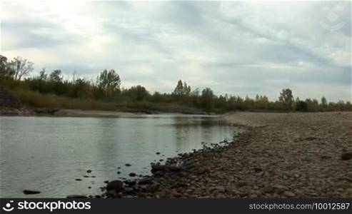 Autumn morning on the river (River Prut, Ukraine)