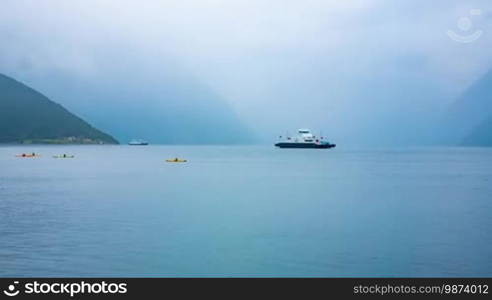 Beautiful Nature Norway ferry on the fjord