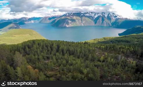 Beautiful Nature Norway. Flying over the Sognefjorden.