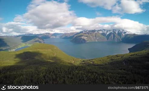 Beautiful Nature Norway. Flying over the Sognefjorden.