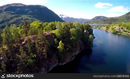 Beautiful Nature Norway. Flying over the Sognefjorden.