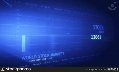Blaue Anzeige des aktuellen Stand der Weltbörsen
