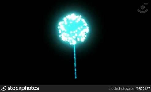 Blue rotating fireworks with slow motion