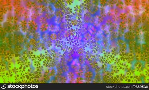 Bright color abstraction in the form of blooming flowers on a changing background.