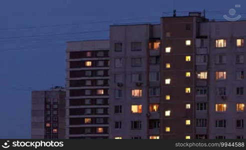 Buildings at night. Time lapse.