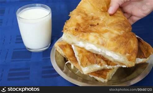 Burek (borek) with cheese and yogurt