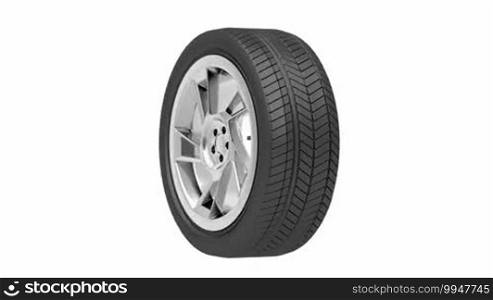 Car wheel spin on white background