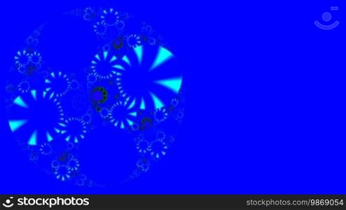 Circles flowers rotate on a blue background
