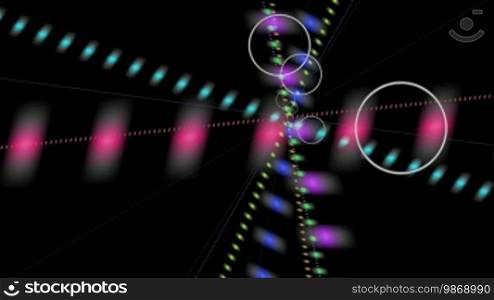 Color flares and lines rotate on a black background