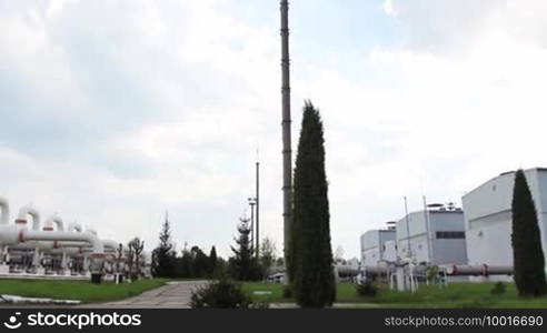 Compressor station with engine, panorama from right to left