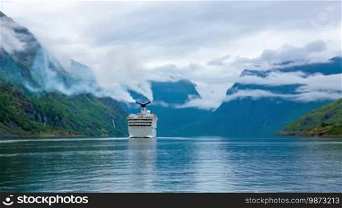 Cruise Ship, Cruise Liners On Hardanger Fjord, Norway