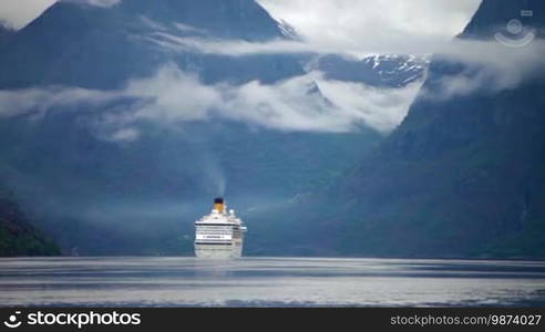 Cruise Ship, Cruise Liners On Hardanger Fjorden, Norway