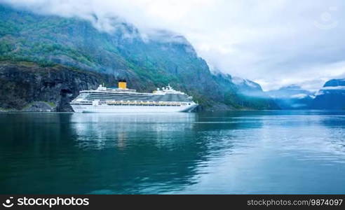 Cruise Ship, Cruise Liners On Hardanger Fjorden, Norway