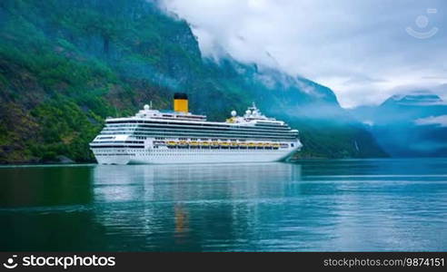 Cruise Ship, Cruise Liners On Hardanger Fjorden, Norway