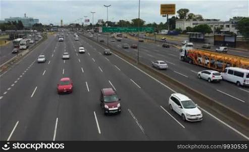 Daylight freeway traffic in Buenos Aires, Argentina 2016