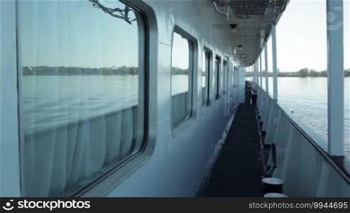 Deck of the cruise ship. River Volga, Russia.