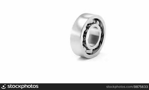 Disassembly of ball bearing on white background