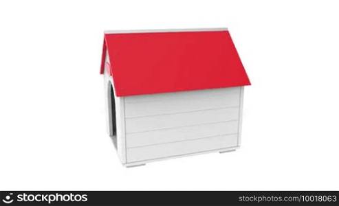 Doghouse rotates on white background