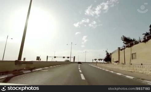 Driving on a highway in Jerusalem, Israel