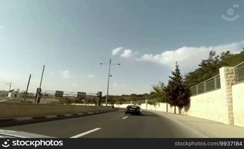 Driving on a highway in Jerusalem, Israel