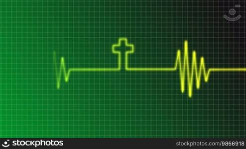 EKG curve with Christian cross