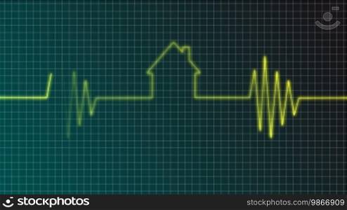 EKG curve with house symbol