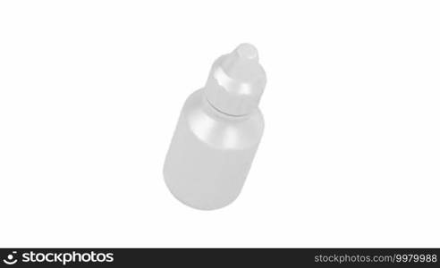 Eye drops bottle spin on white background