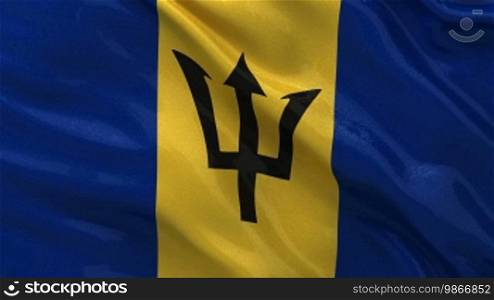 Flag of Barbados in the wind as an endless loop