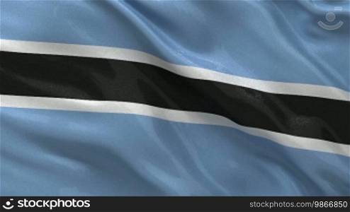 Flag of Botswana in the wind as an endless loop