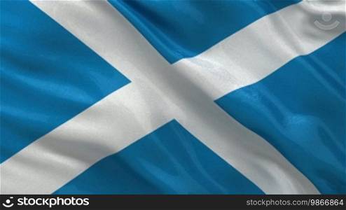 Flag of Scotland in the wind. Endless loop.