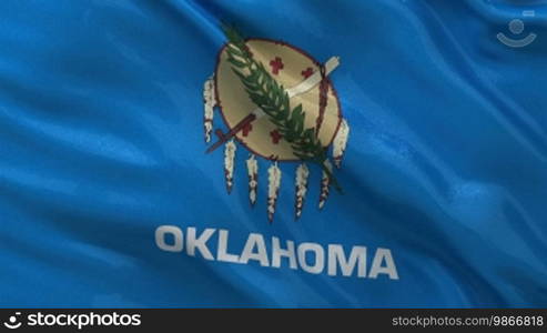 Flag of the US state of Oklahoma in the wind. Endless loop.