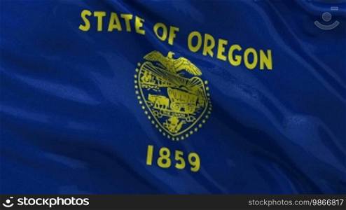 Flag of the US state of Oregon in the wind. Loop.