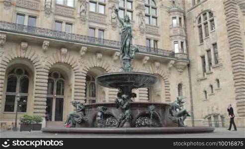 Fountain near the Rathaus in the center of the city on June 01, 2012 in Hamburg, Germany