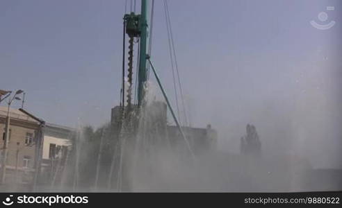 Fountain on a building site.