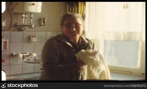 Frau trocknet Geschirr
Formatted:
Woman is drying dishes