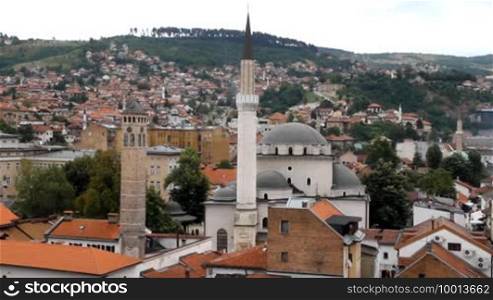 Gazi Husrev Bey Mosque in Sarajevo, Bosnia and Herzegovina, old clock tower