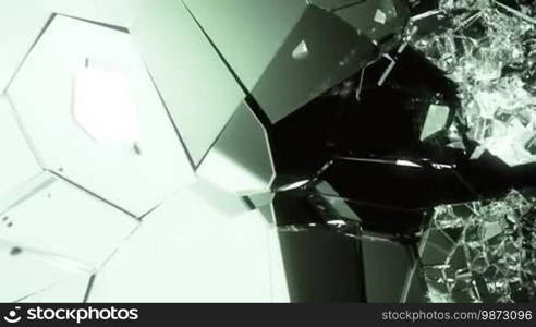 Glass shattered and broken in slow motion. Alpha matte