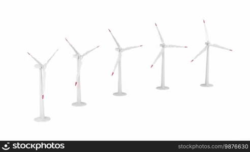 Group of wind turbines generating electricity