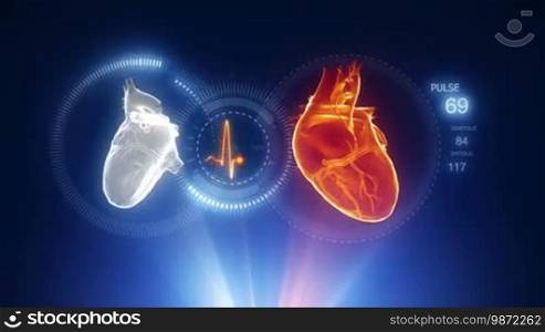 Heart x-ray scan blue projection