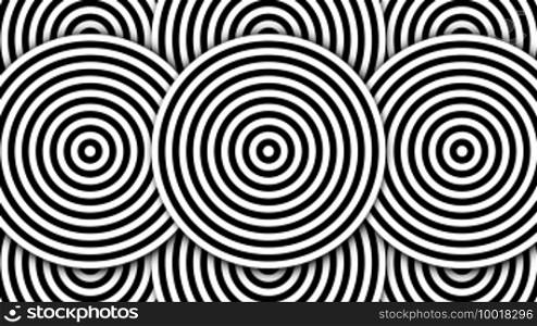 Hypnotic black and white circles, loop