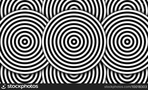 Hypnotic black and white circles, loop