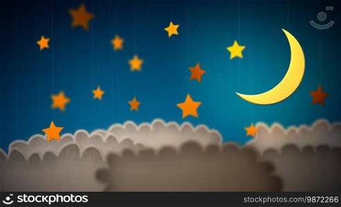 Kids clouds in night decoration loop