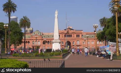 Long Shot of Buenos Aires May Square with House of Government in the Background