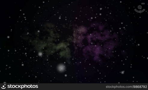 Loopable animated background of a flight through outer space towards a distant galaxy. HD 1080p quality 29.97fps.