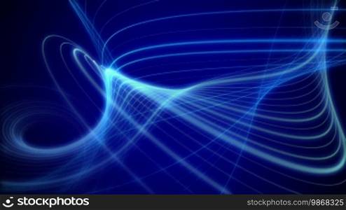 Loopable blue motion background with wavy strings moving smoothly in the space